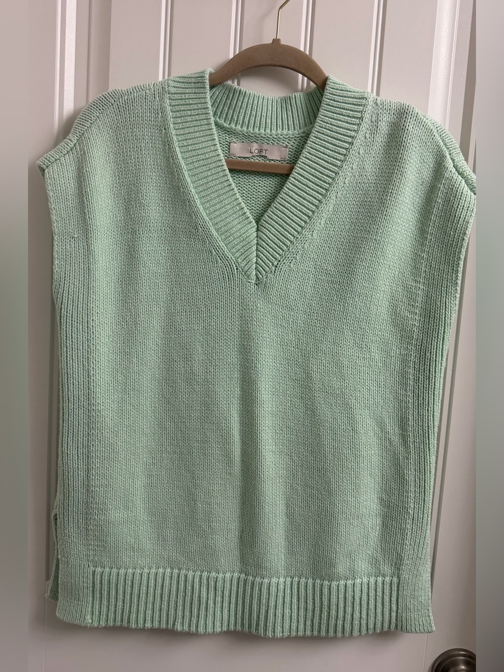 LOFT Mint Green V-Neck Sweater Vest
